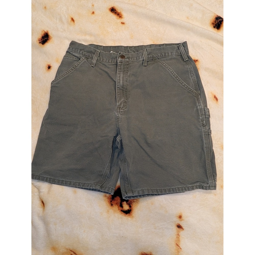 Carhartt B25 MOS Mens 34 Moss Green Canvas Carpenter Work Shorts Original Fit